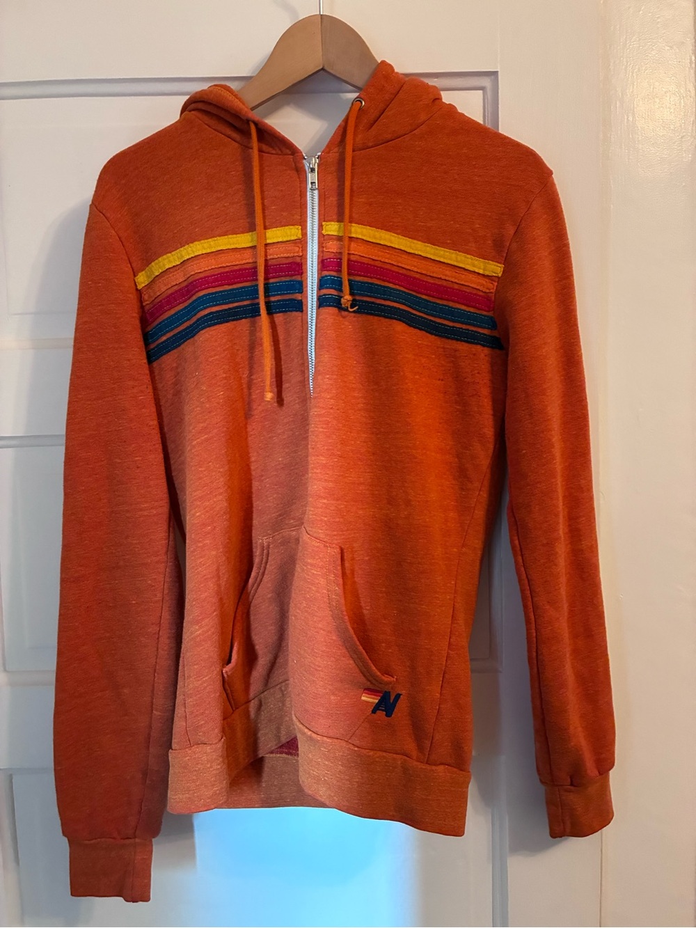 Aviator Nation 5-Stripe Zip Hoodie Vintage Orange Women’s Medium